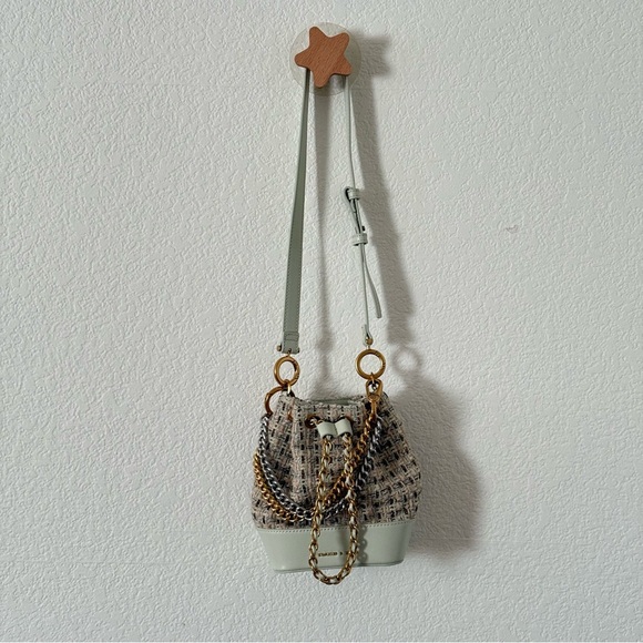 Charles & Keith Dancer Tweed Drawstring Bucket Bag (Mint Green) - Picture 7 of 7